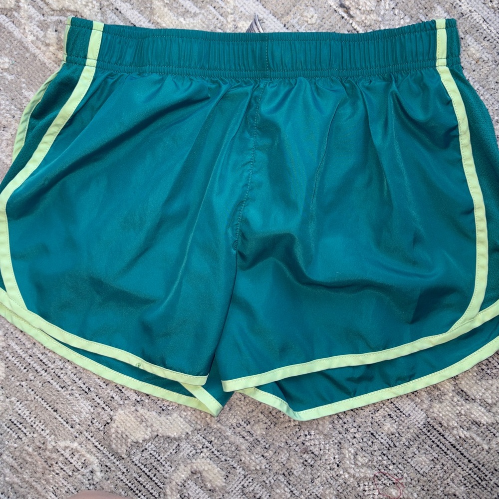 Teal Green Members Mark Athletic Running Shorts with Lime Trim